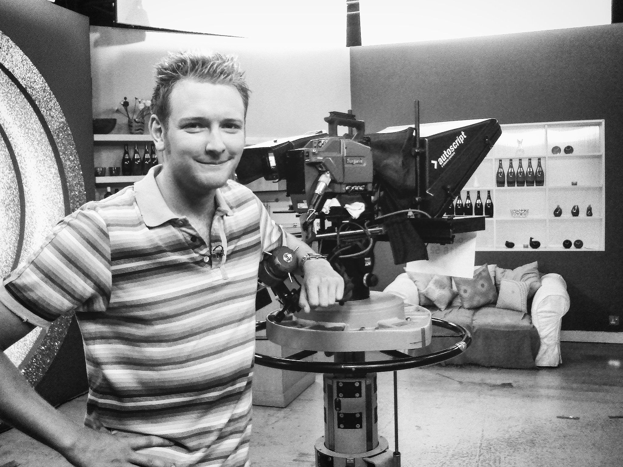 Del Gibbons on camera at Teddington Studios